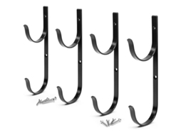Suporte para Vara de Piscina Premium 4pcs de Alumínio Preto, Ideal para Varas Telescópicas, Skimmers e Ferramentas de Jardim