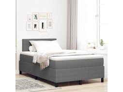 Vidaxl Cama Box Spring Led Cinza Claro E Branco 120 X 190 Cm