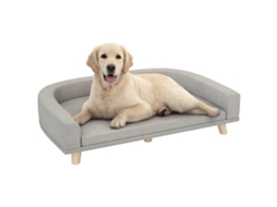 Sofá e Cama Elevada para Cães Acolchoada, Almofada Lavável, Pernas de Madeira, 98x67x25cm Cinza E TOWN COMMERCE GMBH