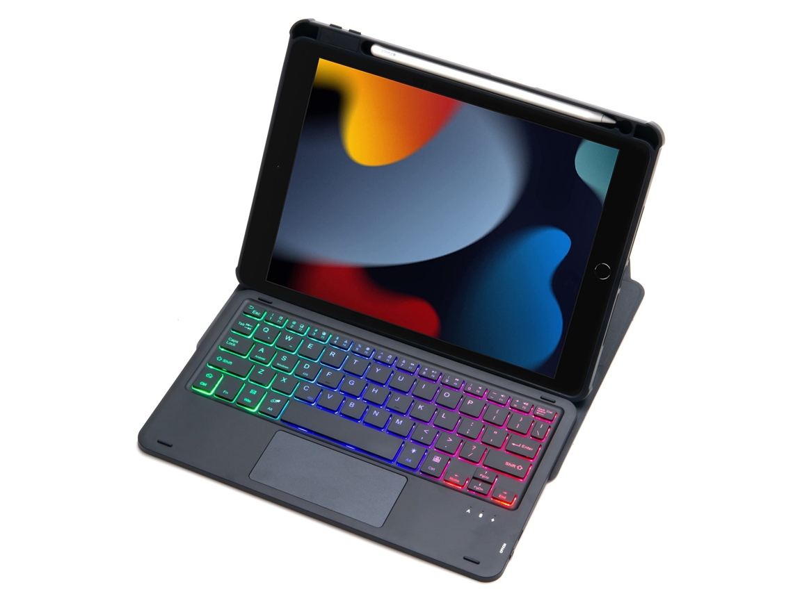 Capa Com Teclado Bluetooth Para Ipad Pro10.52017 Capa Giratória Em Acrílico Com Touchpad E Retroiluminação 3 Cores, Layout Pt, Preto