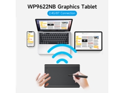 Tablet Gráfico Wp9622nb Com 8192 Níveis De Pressão, 5080lpi, 230pps E Conexão 2.4g/bt