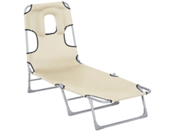 Espreguiçadeira de jardim reclinável e dobrável 182x56x28 cm bege S/MARCA