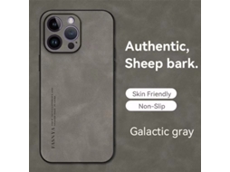 Capa Para Iphone 17 Pro Max Galaxy Em Couro De Ovelha Cinza, Proteção Total, Couro Macio E Resistente A Quedas.