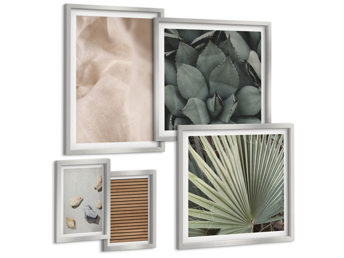 Pinturas Murais Modernas Vistas De Férias Na Praia E No Mar Moldura Prateada Pinturas De Quarto Espelharte (conjunto De 5 Imagens)