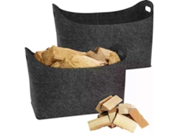 Sacos de Feltro para Lenha, Conjunto de 2 Peças, Saco Dobrável para Lenha, Cesto para Lenha, Sacola de Compras, 55 X 30 X 40 Cm, Cinza Escuro. GOKOCO
