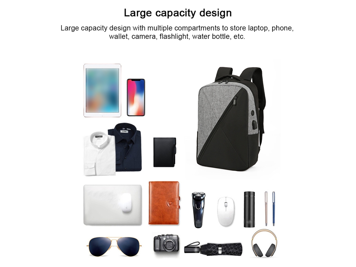 Conjunto 3 Mochilas Business Grande Capacidade Usb para Notebook 15.6 Polegadas Viagem Trabalho