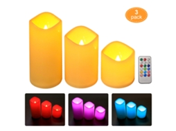 Rebe-3 Peças/conjunto Velas Led Sem Chama Com Controle Remoto Luzes De Noite Baterias Velas De Chá Decoração Aniversário Casamento