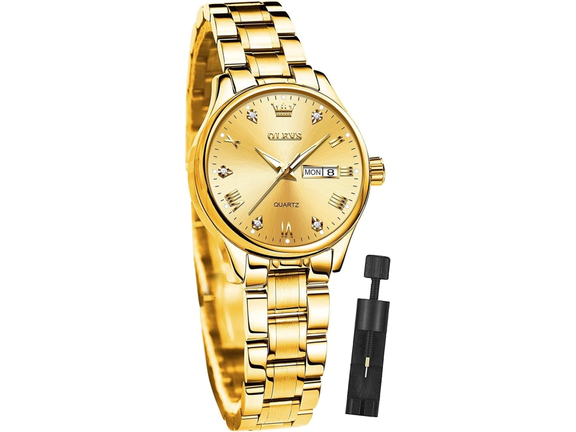 Relógio Feminino De Quartzo Elegante Com Multifunções, Calendário E Resistente A Choques, Estilo Clássico Para Presente Elysve