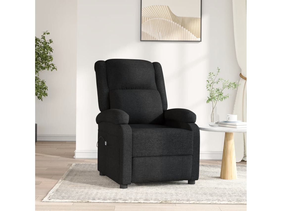 Vidaxl Poltrona Elétrica Reclinável Tecido Preto