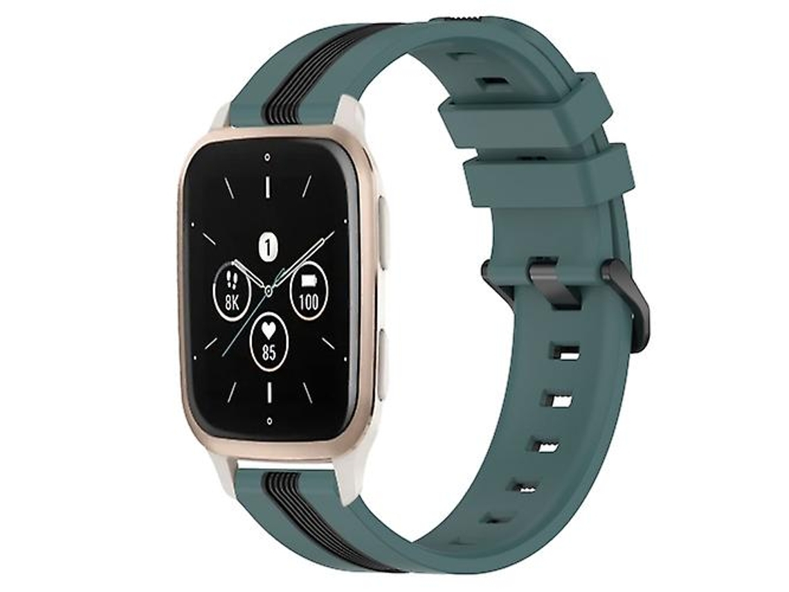 Lurelia Garmin Forerunner Sq2 Music Pulseira Vertical De 20mm, Silicone Bicolor, Verde E Preto