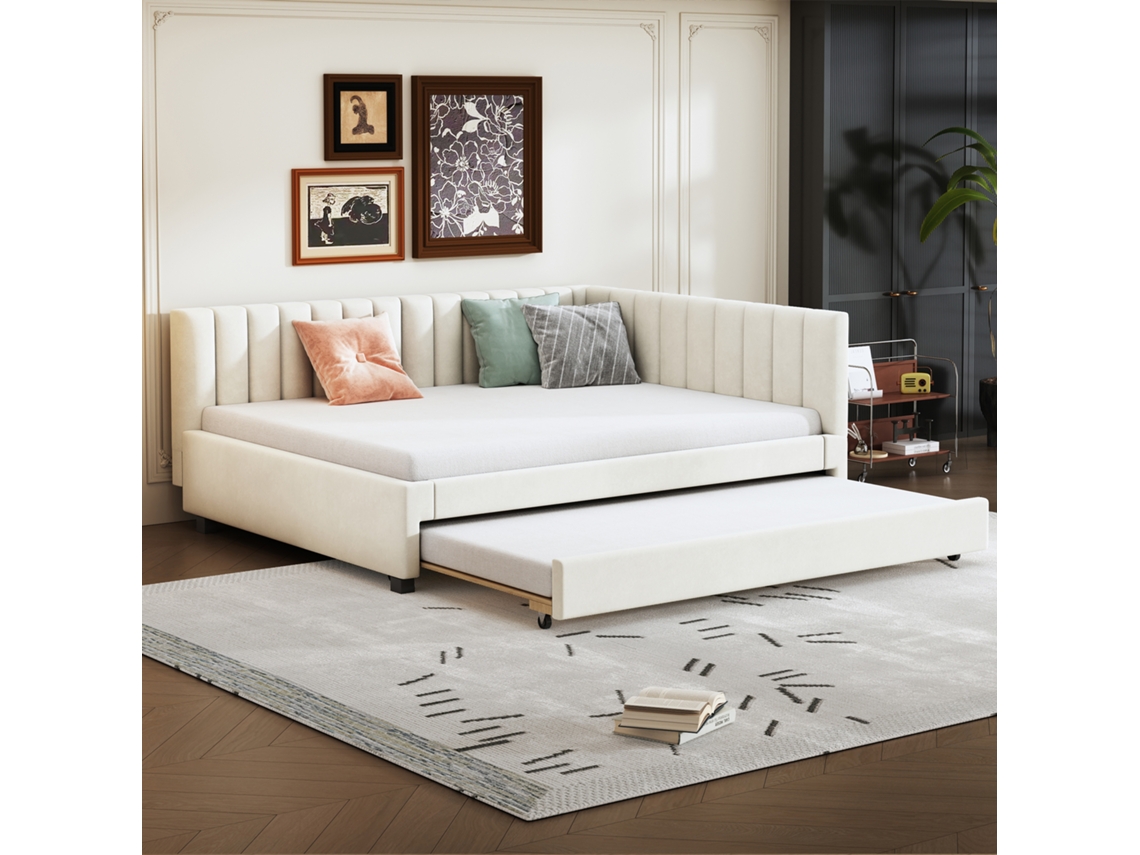 Sofá cama 140x200 Ripas Veludo Bege