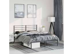 Vidaxl Estrutura De Cama Com Cabeceira 135x190 Cm Metal Preto