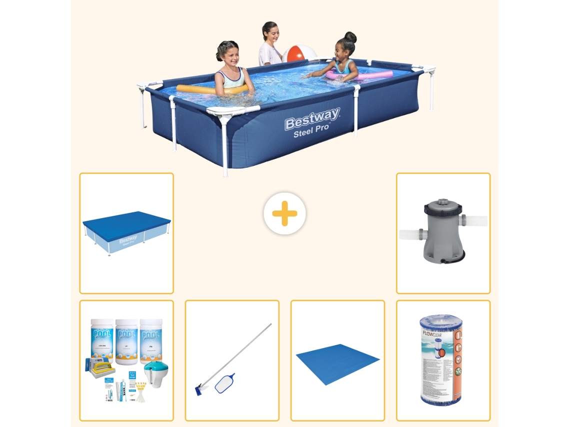Bestway Piscina Bestway Steel Pro Retangular - 221x150x43 Cm - 7-peças S22212