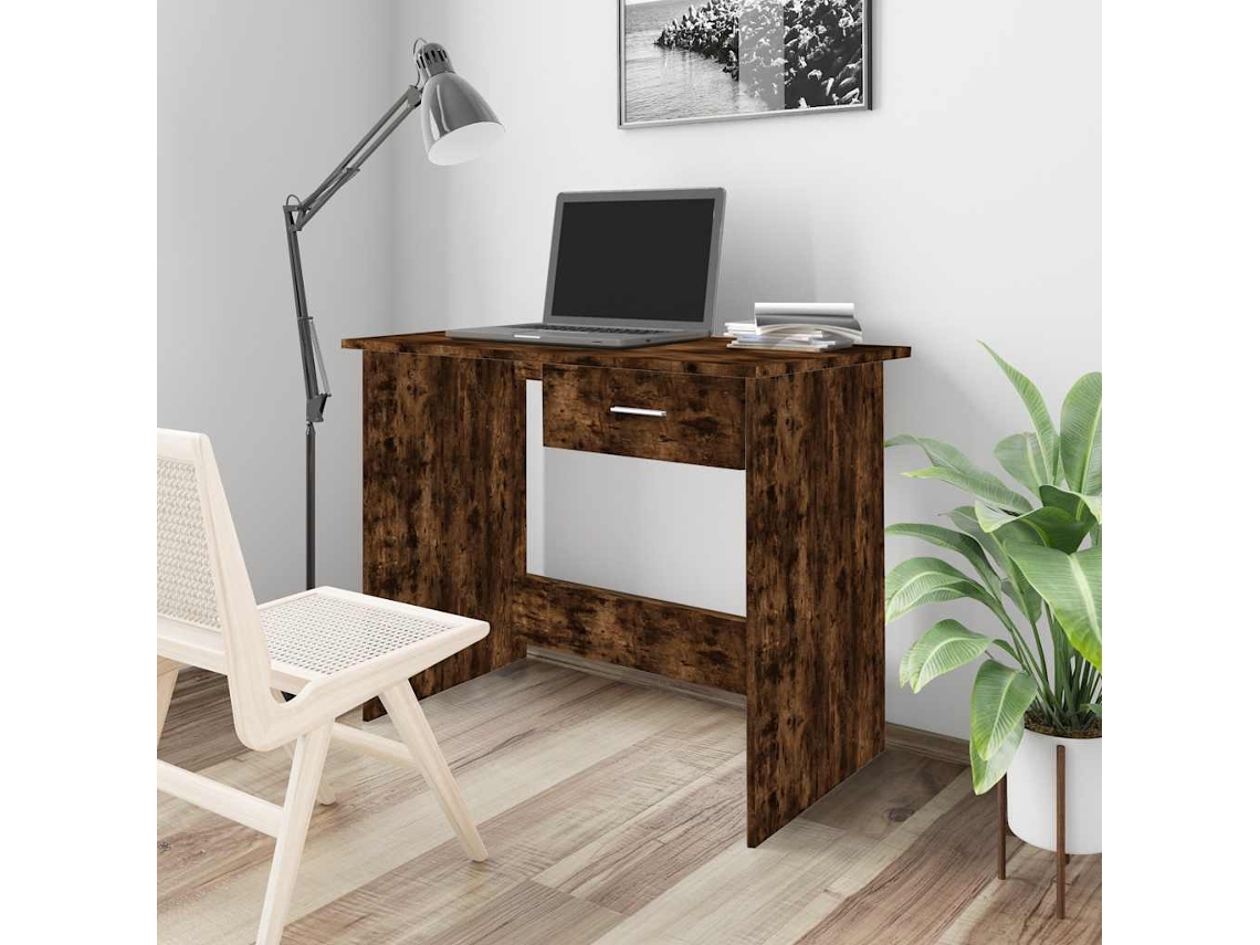 Vidaxl Secretária 100x50x76cm Derivados De Madeira Cor Carvalho Fumado
