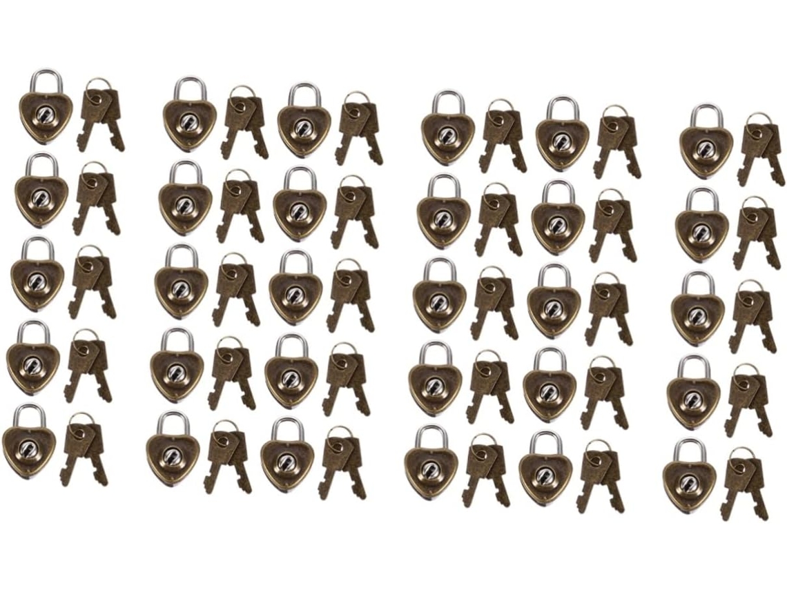 Conjunto De 30 Cadeados Antigos Em Formato De Coração, Mini Cadeados Para Armários.