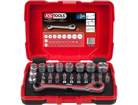 Caixa de Soquetes Passantes de 5 a 14Mm e Pontas de Parafuso 1/4 32 Unidades Ks Tools 918.3050 KSTOOLS