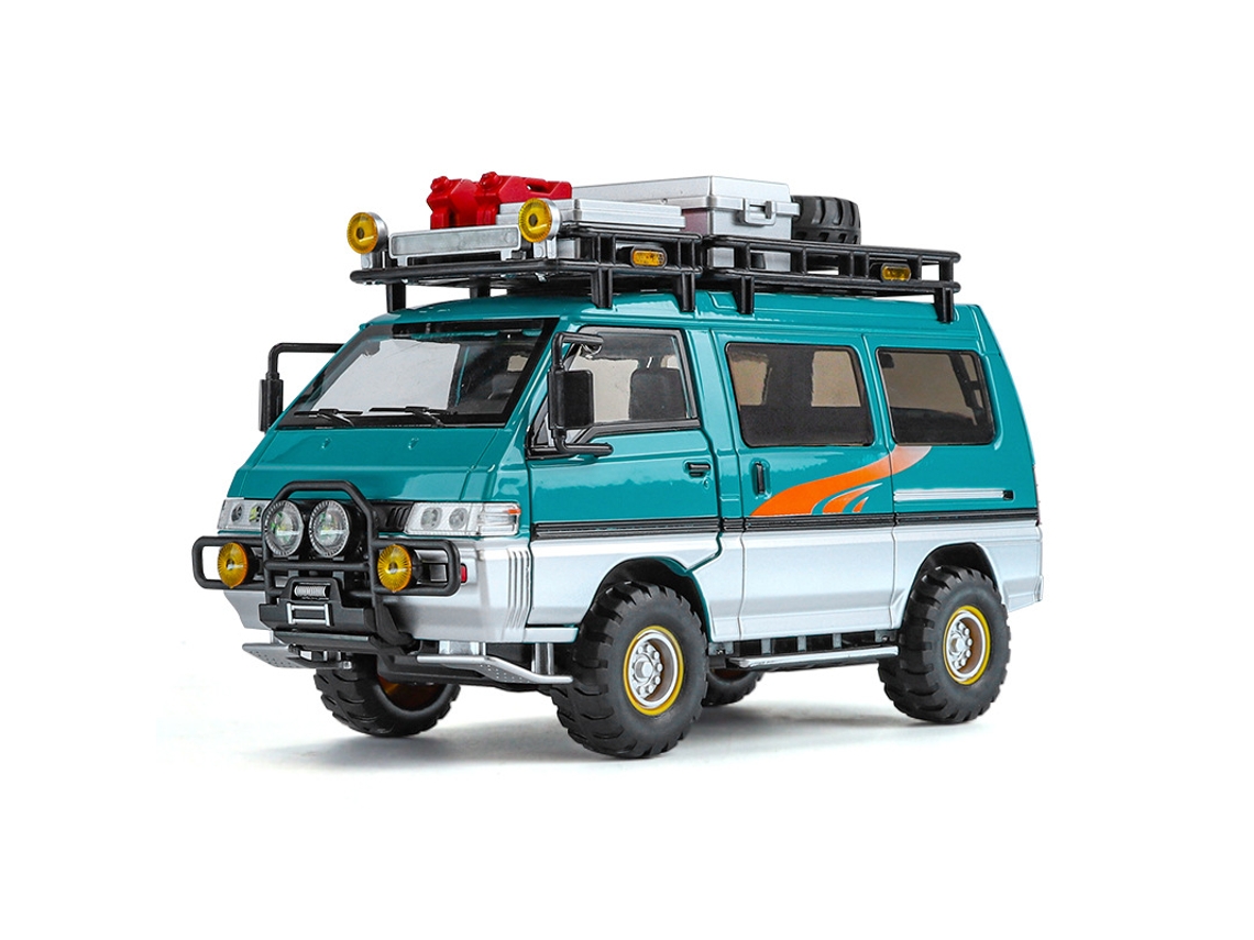 (verde) Miniatura De Autocaravana/campervan Mitsubishi Delica Em Escala 1:24 Com Luzes E Música.
