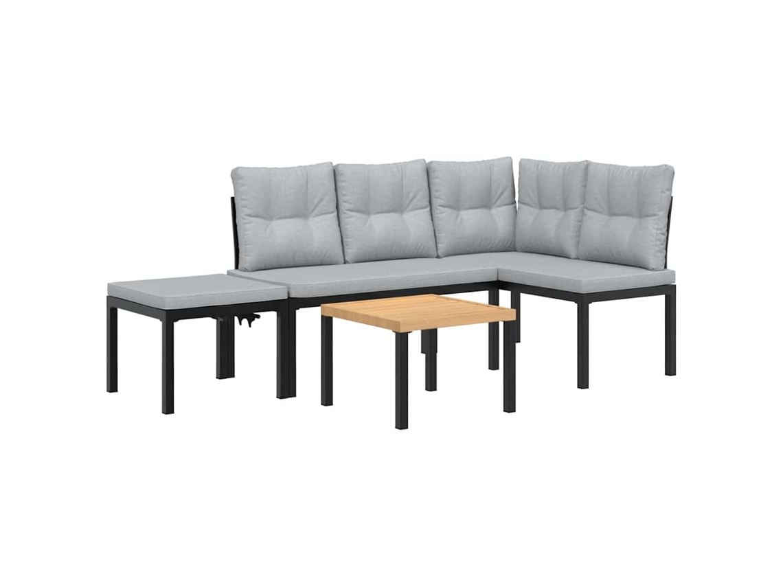 Bancos de Jardim com Almofadões 4 Pcs Aço Revestido a Pó Preto MAISON EXCLUSIVE