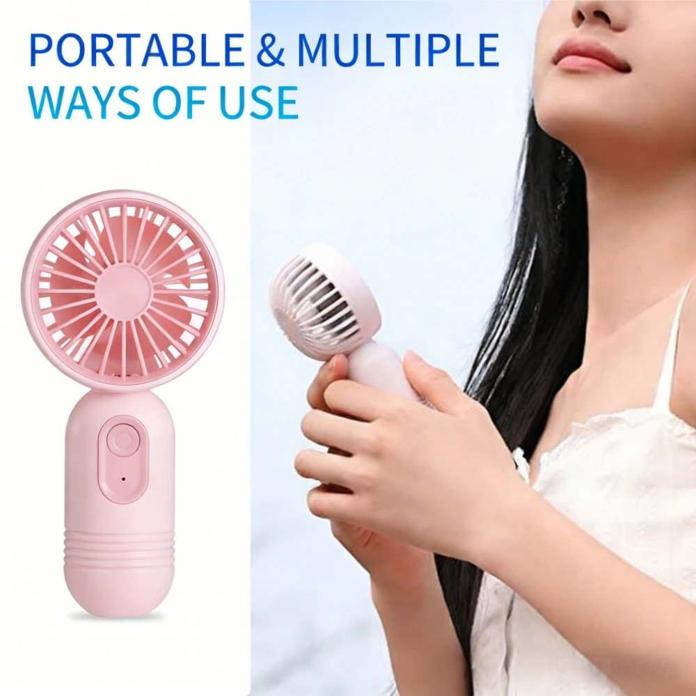 Ventilador Portátil Recarregável Via Usb com 3 Velocidades MDUG (rosa)