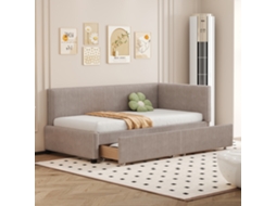 Cama Forrada 90x200 Cinza 2 Gavetas Tecido Aveludado