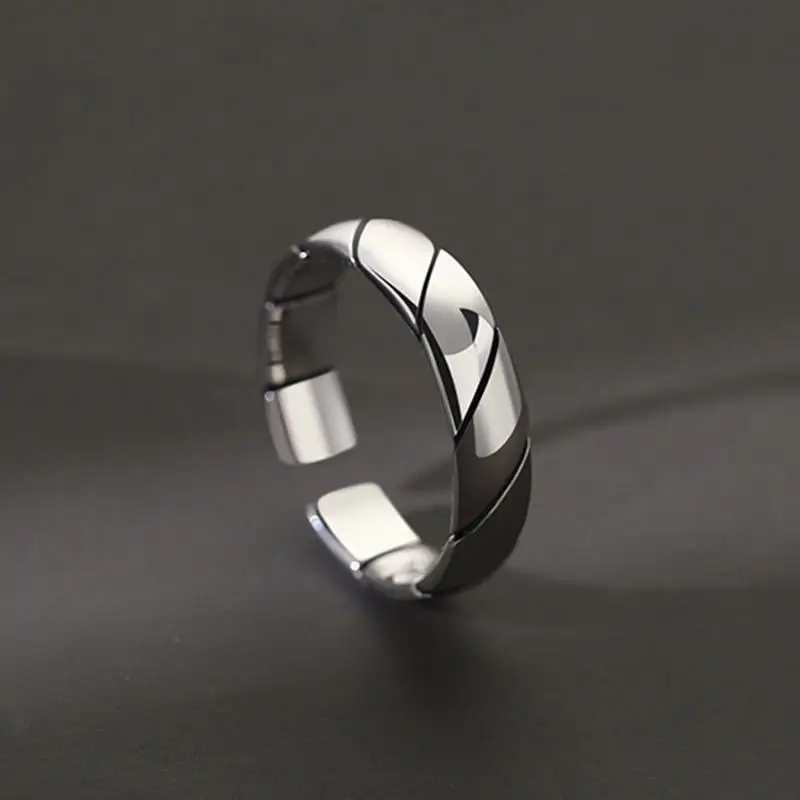 Anel Masculino Minimalista Geométrico, Com Abertura Ajustável, Estilo Punk.