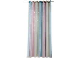 Cortinas Opacas Isolantes Térmicas Com Estrelas De Poliéster 100% Rosa 134x240cm Para Quarto Sala De Crianças