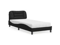 Vidaxl Cama Com Colchão Hvar 90x200 Cm Couro Artificial Preto
