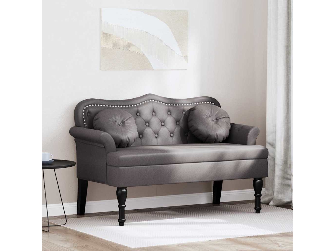 Vidaxl Banco Chesterfield Cinzeto 120,5 X 65 X 75 Cm Couro Sintético