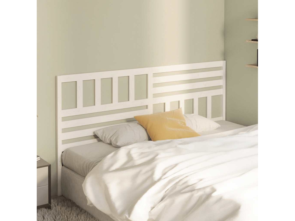 Vidaxl Cabeceira De Cama 206x4x100 Cm Pinho Maciço Branco