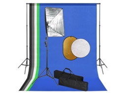 Vidaxl Kit Estúdio Fotográfico Com Softbox Iluminação/fundo/refletor