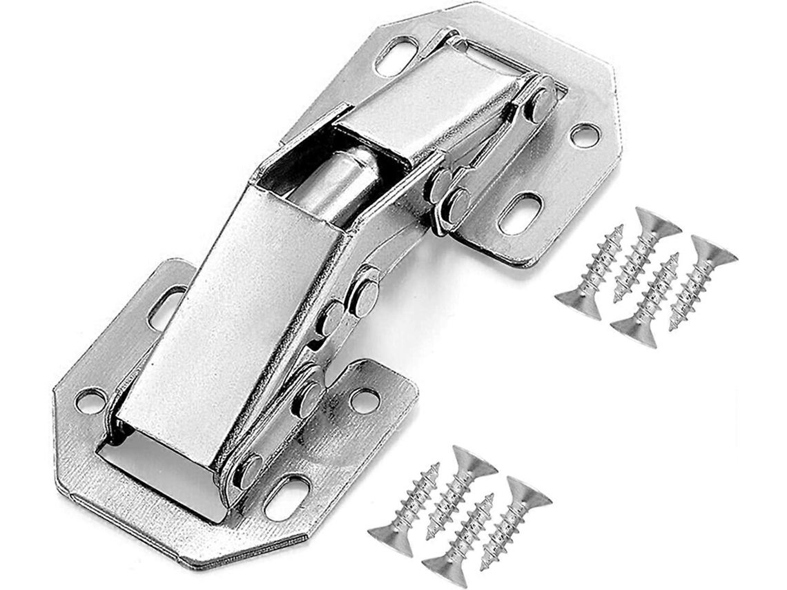 8 Bisagras de Porta de Armário de Aço Inoxidável, 105x44mm, Cantos Invisíveis 90° com 64 Parafusos | S/MARCA