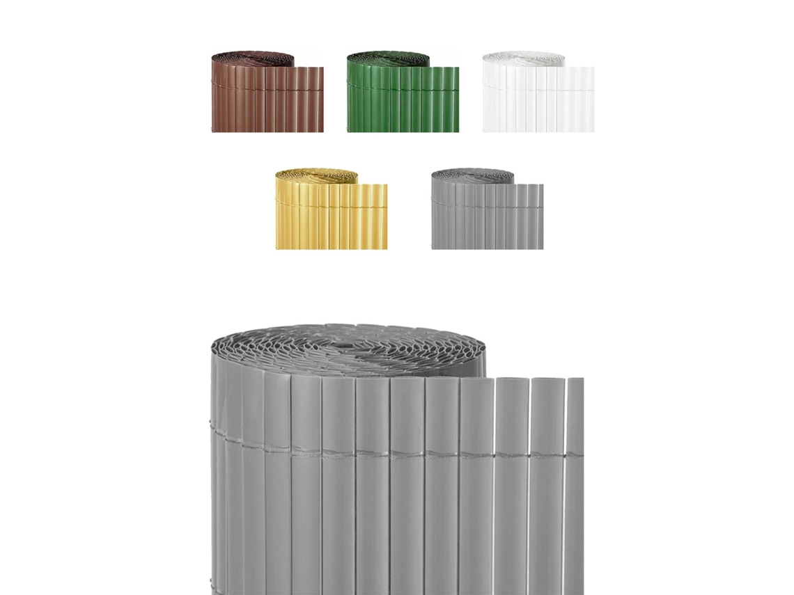 Cañizo Pvc Doble Cara 1600gr/m² - Valla Ocultación - Resistente A Los Rayos Uv Protección Contra El Viento Gris 1,5x3m