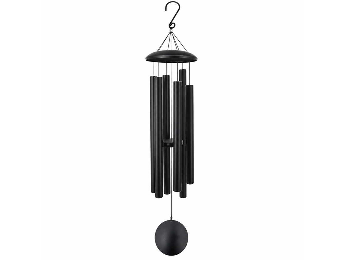 Carrilhão De Vento De Metal 32 Polegadas, Preto, Decoração Criativa Com Pingente De Casa, Presente, Areia Preta De 55 Polegadas (25 Tubos)