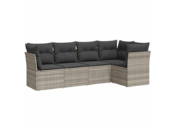 Conjunto de 5 Sofás de Jardim com Almofadões Vime Pe Cinzento Claro MAISON EXCLUSIVE (5 pcs)