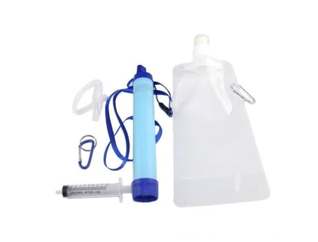 Conjunto de palha de filtro de água ao ar livre filtro duplo purificador de água portátil kit de equipamento de sobrevivência de filtragem HOMGEEK