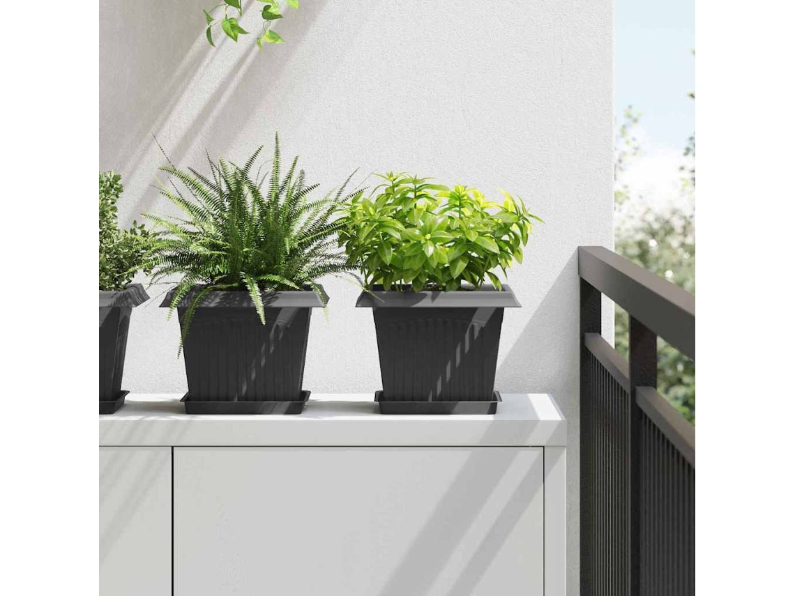 Vidaxl Vasos De Plantas 6 Pcs Preto 23 X 23 X 17,5 Cm Plástico