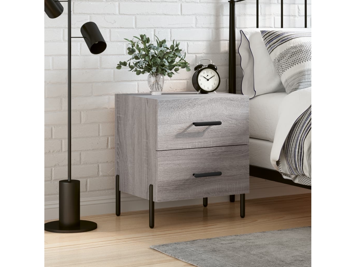 Vidaxl Mesa Cabeceira 40x35x47,5 Cm Derivados Madeira Sonoma Cinza
