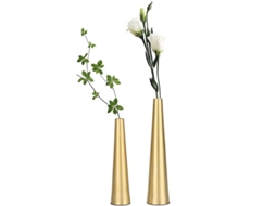Nova Line conjunto de 2 Vasos de Metal Dourado Pequenos Vasos para Flores Vasos Taperados (dourado)
