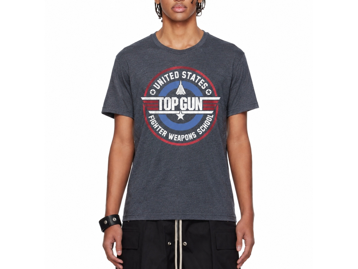 Rockinstone Top Gun Movie Weapons School Heather Navy Adult T-shirt Size:l
