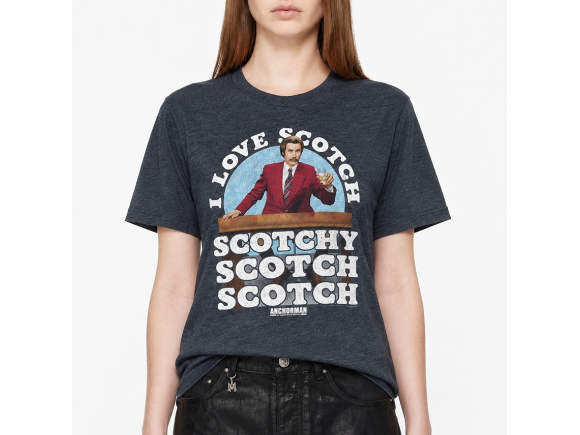 Rockinstone Anchorman Movie I Love Scotch Heather Navy Adult T-shirt Size:xxl