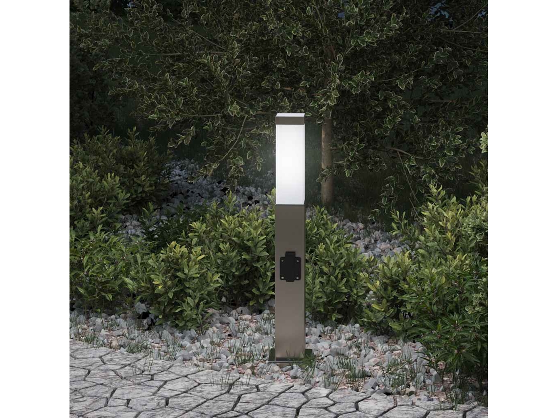 Vidaxl Luminária De Poste Com Tomada, 50 Cm, Aço Inoxidável, Ip44