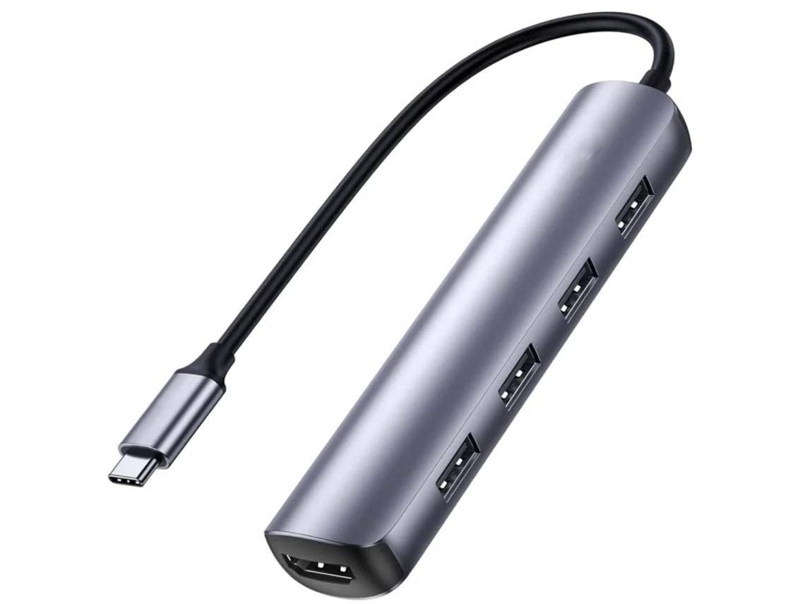 Adaptador Usb C Para Hdmi 4k E 4 Portas Usb 3.0 Yizhood Branco