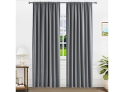 Cortinas blackout para sala de estar, com forro preto adequadas para portas de varanda conjunto de 2 peças cinzento 132 x 274 cm.