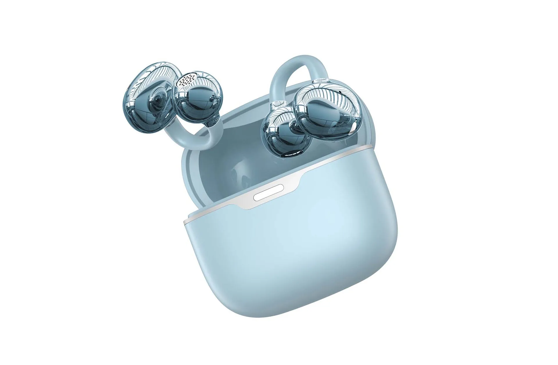 (Azul) Fones de ouvido com clipe, Bluetooth 6.0 e cancelamento de ruído por IA.