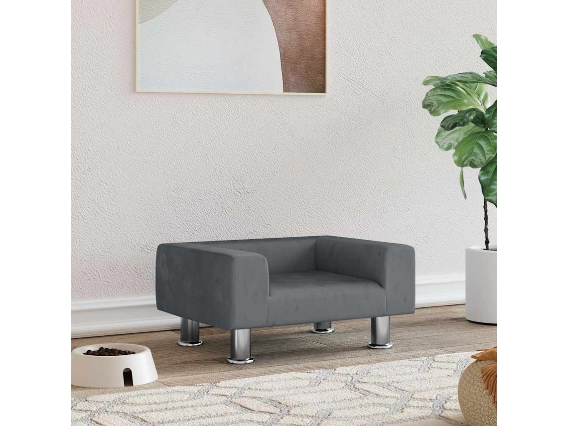 Vidaxl Cama 50x40x26,5 Cm Veludo Cinzento-escuro