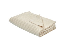 Manta Decorativa Beliani Anamur De Algodón Beige 110x180x1