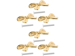 Conjunto De 6 Puxadores Latão Em Formato Laço, Estilo Antigo, Dourados, Para Armários