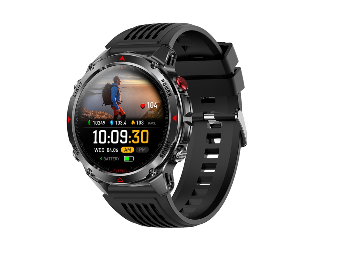 Smartwatch Bisbisous Gps Ecrã Ips De 1,46 Polegadas Chamadas Bluetooth Percurso De Regresso 540mah 3atm Preto