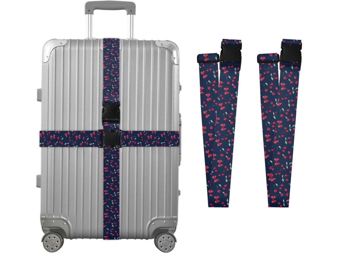 Conjunto De 2 Alças Bagagem Com Laço Vermelho Cereja Bolinhas, Ideais Para Malas De Viagem, Acessórios Para Cintos