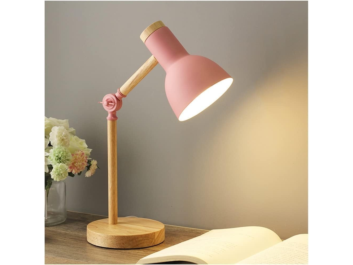 Abajur De Mesa Cabeceira, Luminária De Mesa Moderna Em Madeira Com Cúpula Metal Abajur Cabeceira Ajustável Para